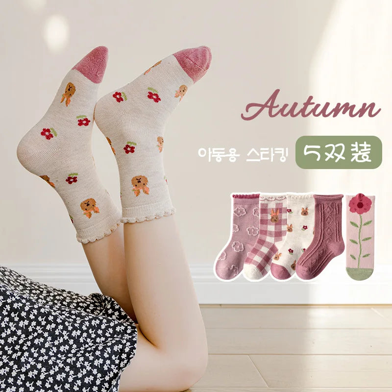 1-12Y Kids Socks Girls Socks Sweet Fancy Lace Sock Baby Toddler Spring Autumn Winter Cotton Socks Children - ZOOMNSTORE