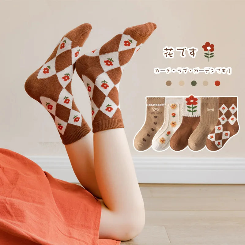 1-12Y Kids Socks Girls Socks Sweet Fancy Lace Sock Baby Toddler Spring Autumn Winter Cotton Socks Children - ZOOMNSTORE
