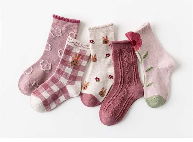 1-12Y Kids Socks Girls Socks Sweet Fancy Lace Sock Baby Toddler Spring Autumn Winter Cotton Socks Children - ZOOMNSTORE