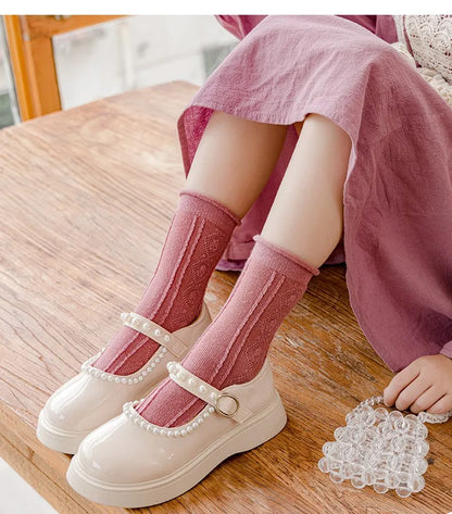 1-12Y Kids Socks Girls Socks Sweet Fancy Lace Sock Baby Toddler Spring Autumn Winter Cotton Socks Children - ZOOMNSTORE