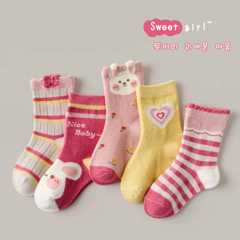 1-12Y Kids Socks Girls Socks Sweet Fancy Lace Sock Baby Toddler Spring Autumn Winter Cotton Socks Children - ZOOMNSTORE