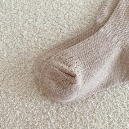 1 Pairs Cotton Kids Socks Korean Retro Style Bear Embroidery Girls Boy Toddler Knitted Socks Warmth Tube Socks For 1-9 Year - ZOOMNSTORE