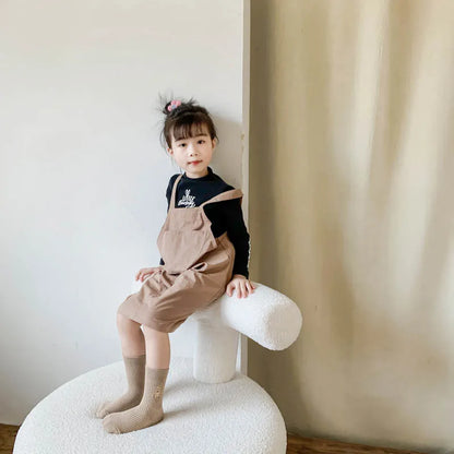 1 Pairs Cotton Kids Socks Korean Retro Style Bear Embroidery Girls Boy Toddler Knitted Socks Warmth Tube Socks For 1-9 Year - ZOOMNSTORE