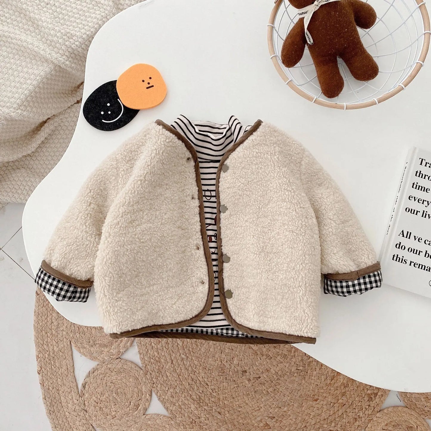 Kids Double-Sided Plaid Plush Jacket - AutumnWinter 1-6 Years - ZOOMNSTORE