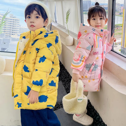 Kids Down Jacket - Hooded Winter Windbreaker Coat for Ages 2-7 - ZOOMNSTORE