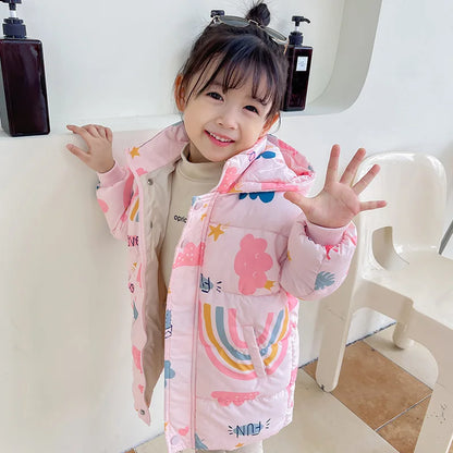 Kids Down Jacket - Hooded Winter Windbreaker Coat for Ages 2-7 - ZOOMNSTORE