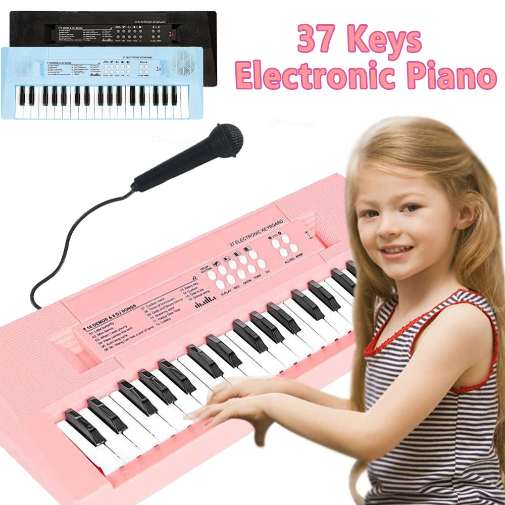 Kids Electronic Piano Keyboard with Microphone - 37 Keys Musical Education Toy for Boys and Girls - ZOOMNSTORE