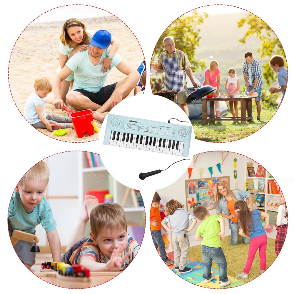 Kids Electronic Piano Keyboard with Microphone - 37 Keys Musical Education Toy for Boys and Girls - ZOOMNSTORE