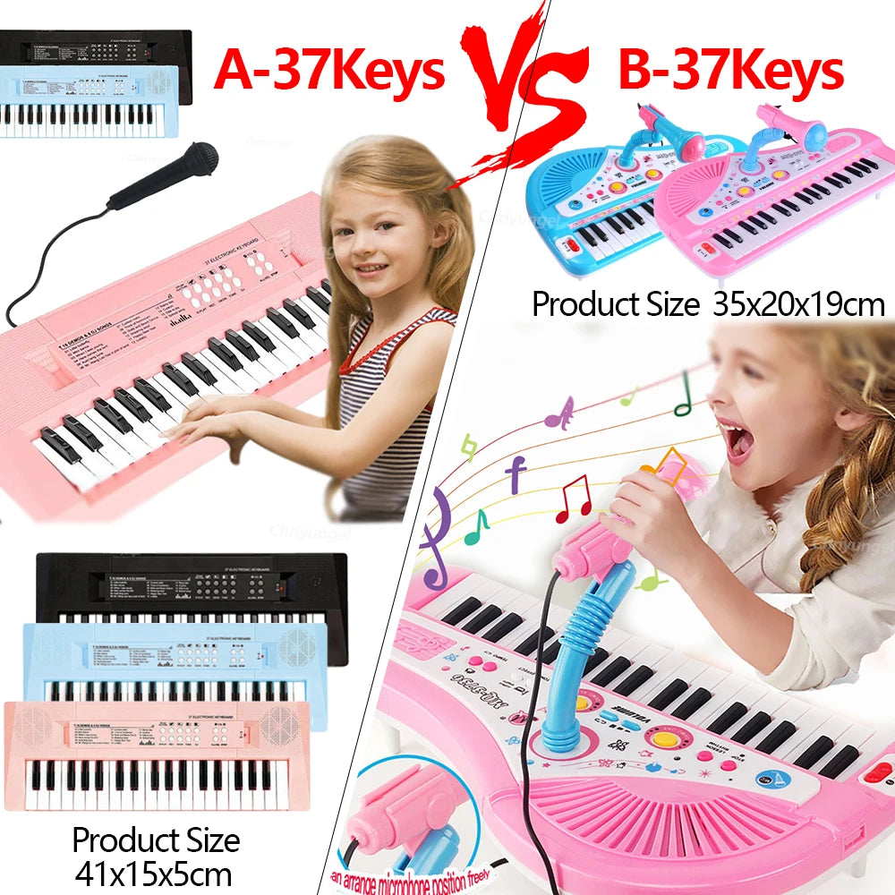 Kids Electronic Piano Keyboard with Microphone - 37 Keys Musical Education Toy for Boys and Girls - ZOOMNSTORE