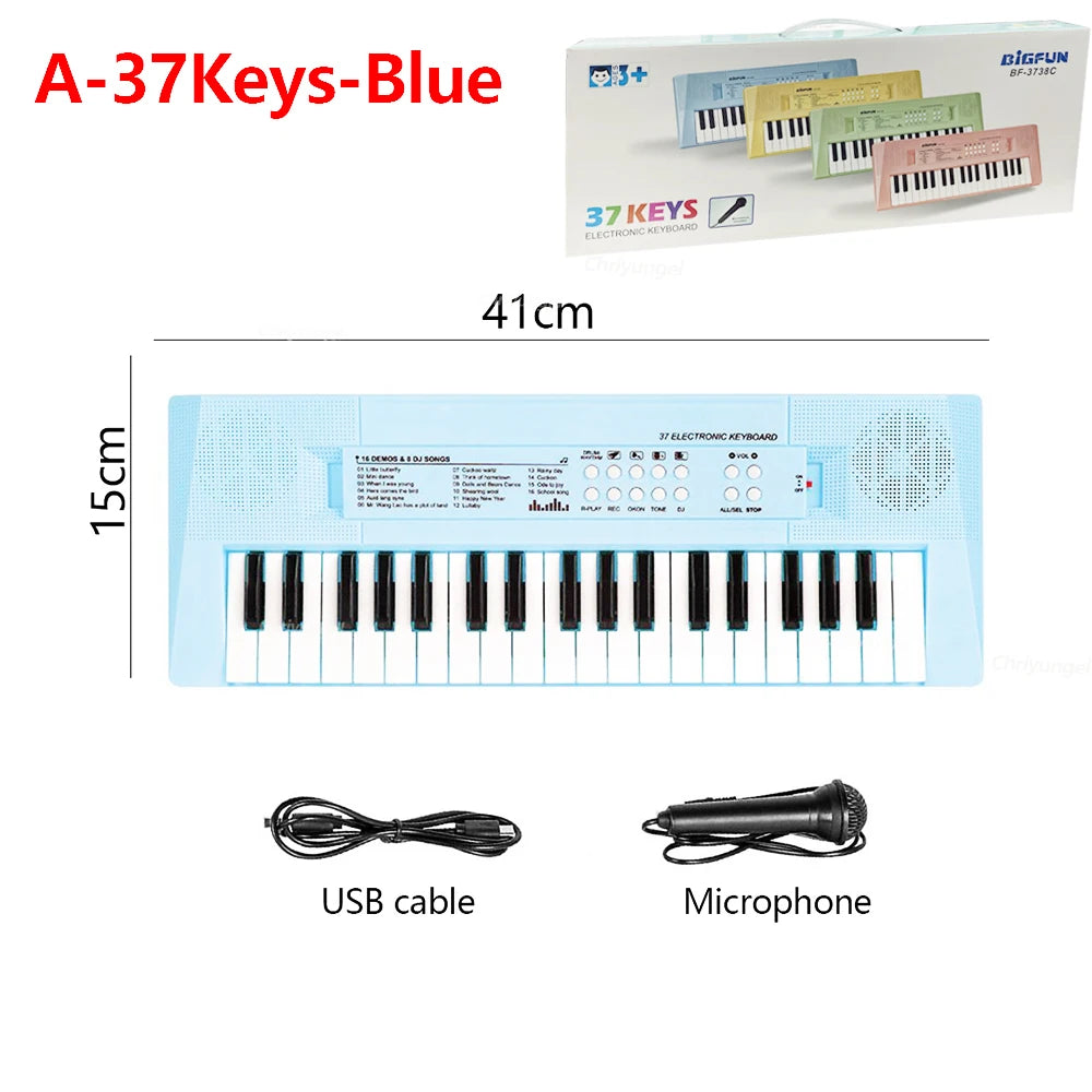 Kids Electronic Piano Keyboard with Microphone - 37 Keys Musical Education Toy for Boys and Girls - ZOOMNSTORE