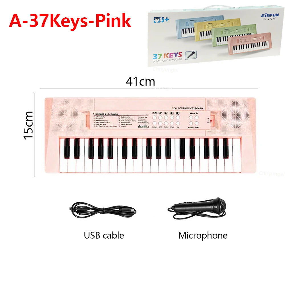 Kids Electronic Piano Keyboard with Microphone - 37 Keys Musical Education Toy for Boys and Girls - ZOOMNSTORE