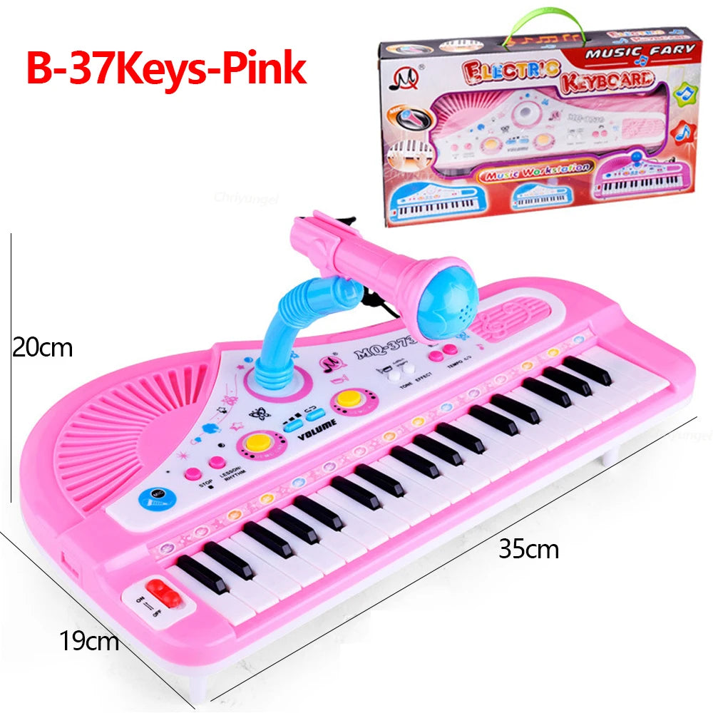Kids Electronic Piano Keyboard with Microphone - 37 Keys Musical Education Toy for Boys and Girls - ZOOMNSTORE