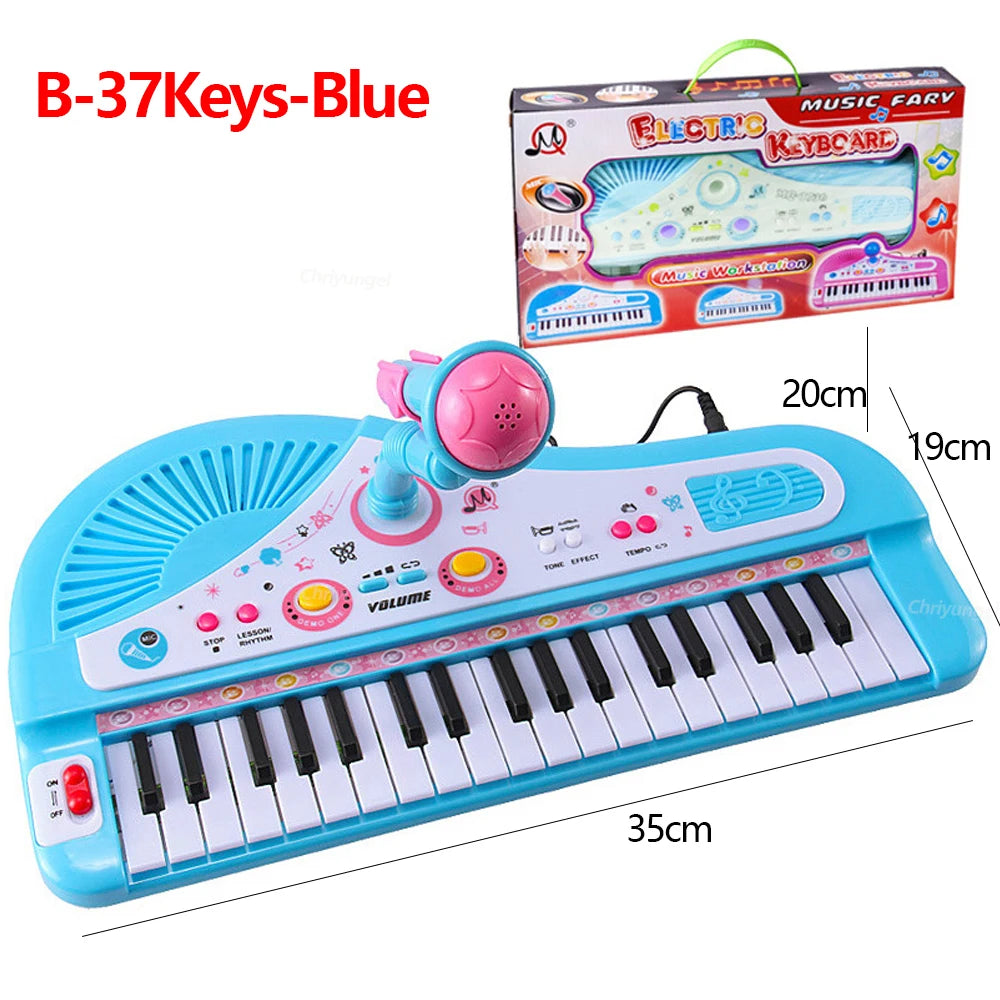 Kids Electronic Piano Keyboard with Microphone - 37 Keys Musical Education Toy for Boys and Girls - ZOOMNSTORE