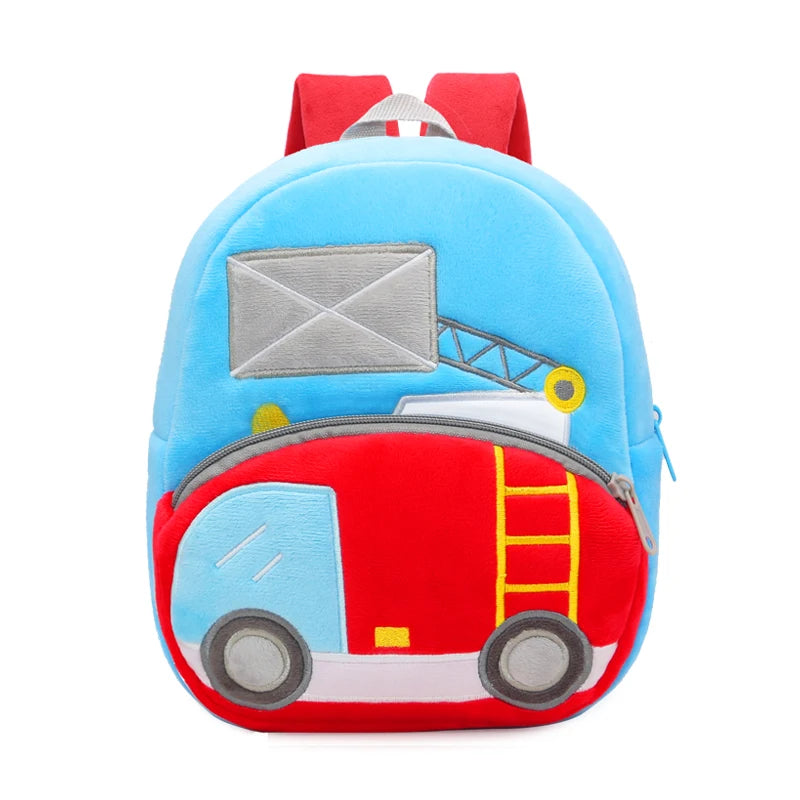 Kids Cartoon Excavator Backpack - Plush Engineering School Bag for Ages 2-4 - ZOOMNSTORE