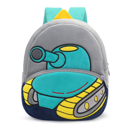 Kids Cartoon Excavator Backpack - Plush Engineering School Bag for Ages 2-4 - ZOOMNSTORE