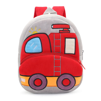 Kids Cartoon Excavator Backpack - Plush Engineering School Bag for Ages 2-4 - ZOOMNSTORE