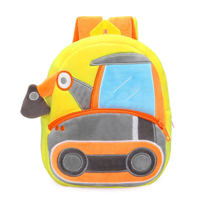 Kids Cartoon Excavator Backpack - Plush Engineering School Bag for Ages 2-4 - ZOOMNSTORE