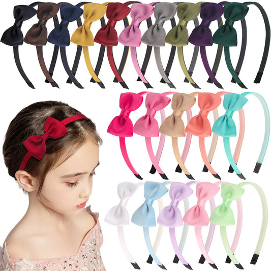 1Pcs Kids Grosgrain Ribbon Hair Bows Headbands Girls Plastic Hairbands 3inch Bows Headband Children Fashion Hair Aceessories - ZOOMNSTORE