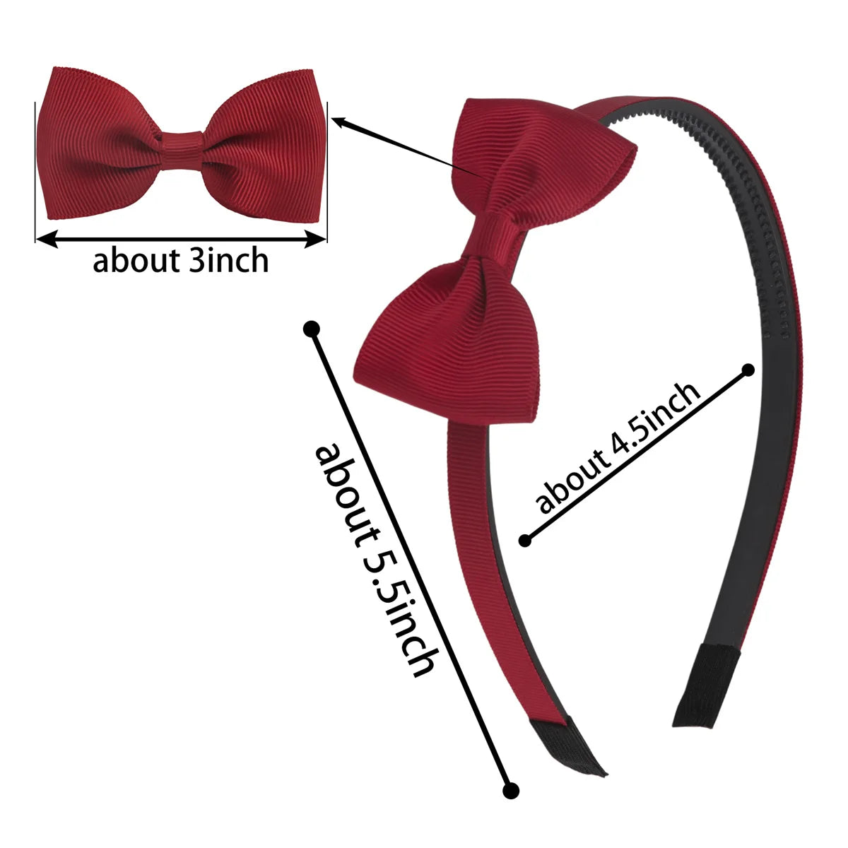 1Pcs Kids Grosgrain Ribbon Hair Bows Headbands Girls Plastic Hairbands 3inch Bows Headband Children Fashion Hair Aceessories - ZOOMNSTORE