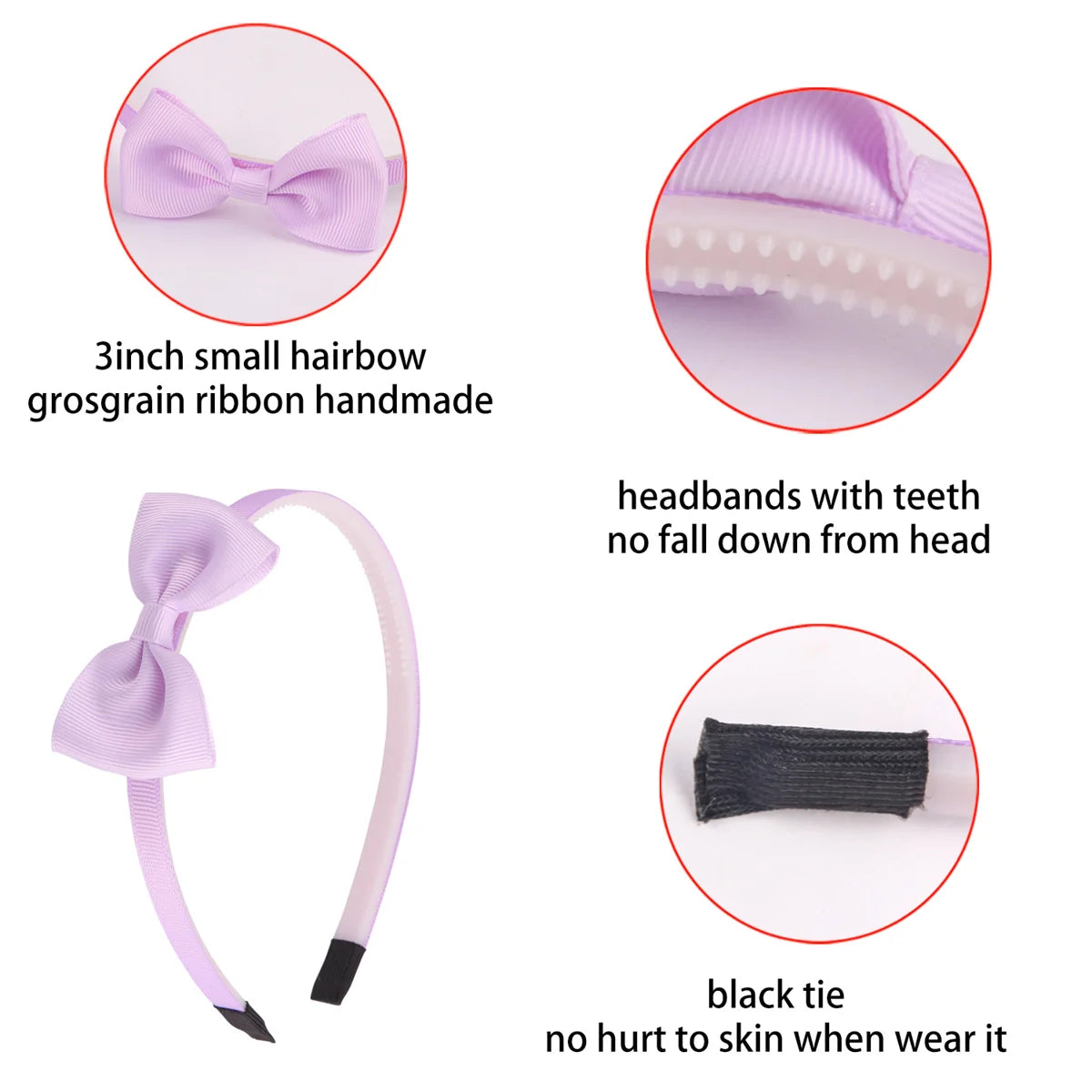 1Pcs Kids Grosgrain Ribbon Hair Bows Headbands Girls Plastic Hairbands 3inch Bows Headband Children Fashion Hair Aceessories - ZOOMNSTORE