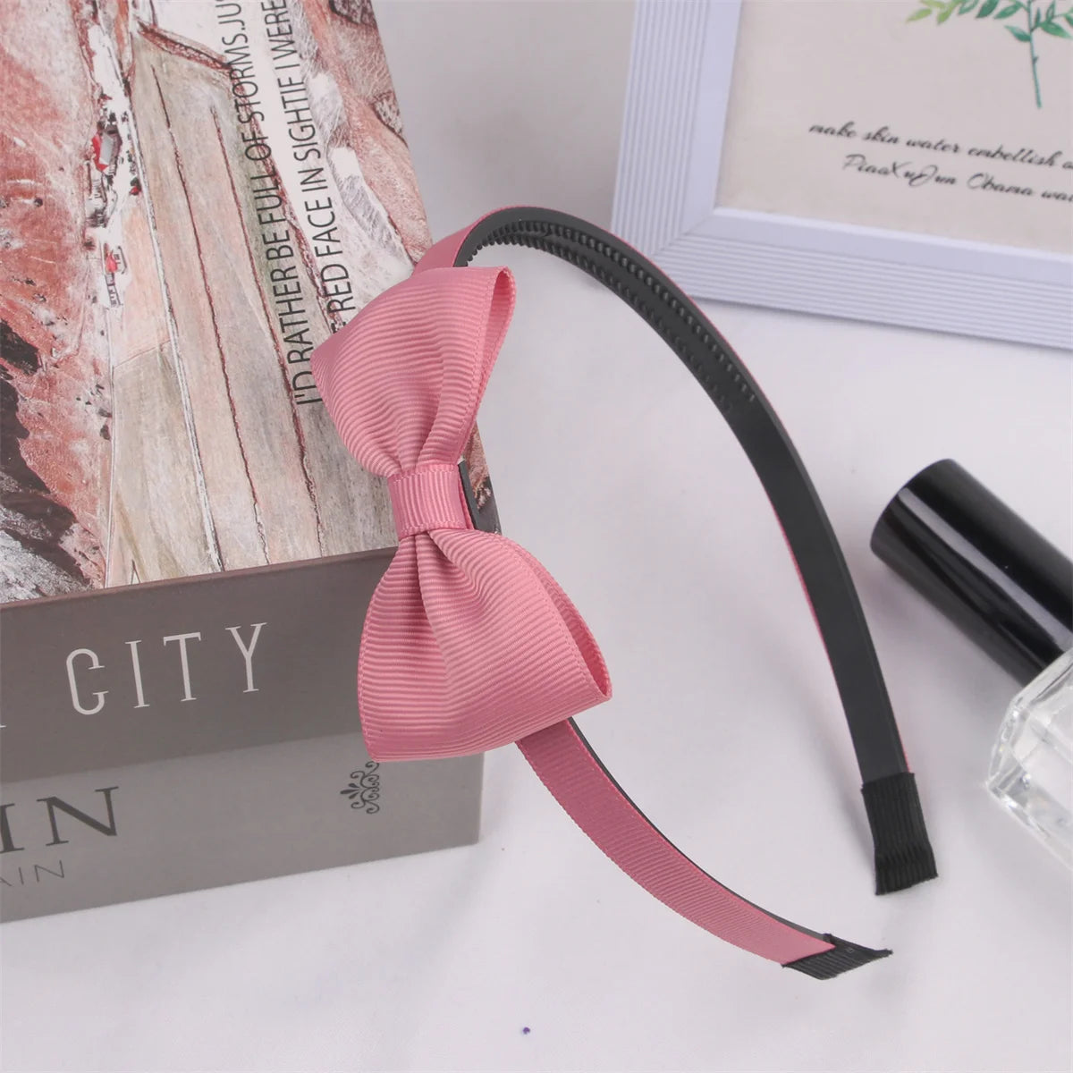 1Pcs Kids Grosgrain Ribbon Hair Bows Headbands Girls Plastic Hairbands 3inch Bows Headband Children Fashion Hair Aceessories - ZOOMNSTORE