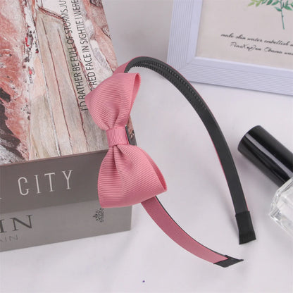 1Pcs Kids Grosgrain Ribbon Hair Bows Headbands Girls Plastic Hairbands 3inch Bows Headband Children Fashion Hair Aceessories - ZOOMNSTORE