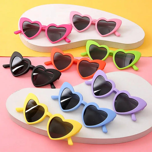 Kids Heart-Shaped Sunglasses - Vintage Cartoon Eyewear for Boys  Girls 3-9 Years - ZOOMNSTORE