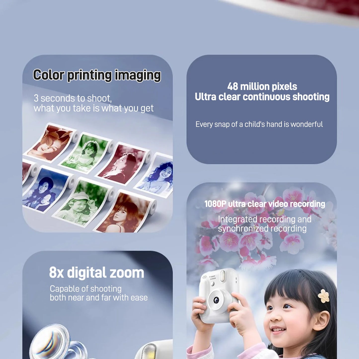 Kids Instant Camera - 32GB Digital Color Printing Camera With 1080P Video & Thermal Print - ZOOMNSTORE