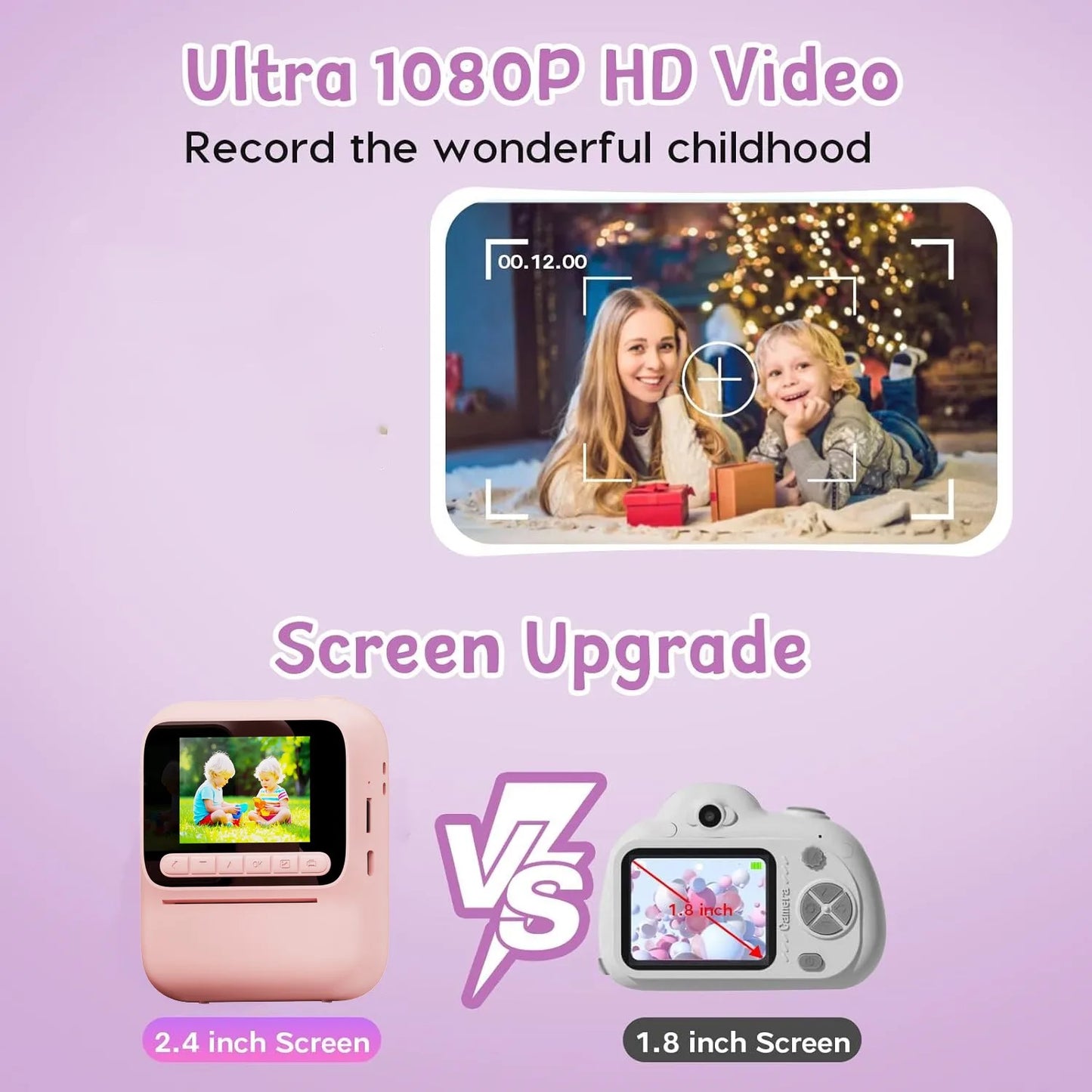 Kids Instant Camera - Color Printing 1080P 32GB Photo  Video Music Gift - ZOOMNSTORE
