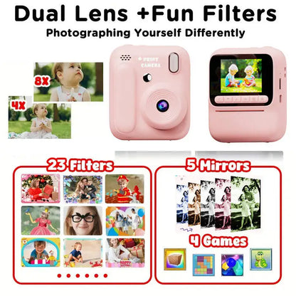 Kids Instant Camera - Color Printing 1080P 32GB Photo  Video Music Gift - ZOOMNSTORE