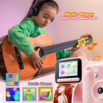 Kids Instant Camera - Color Printing 1080P 32GB Photo  Video Music Gift - ZOOMNSTORE