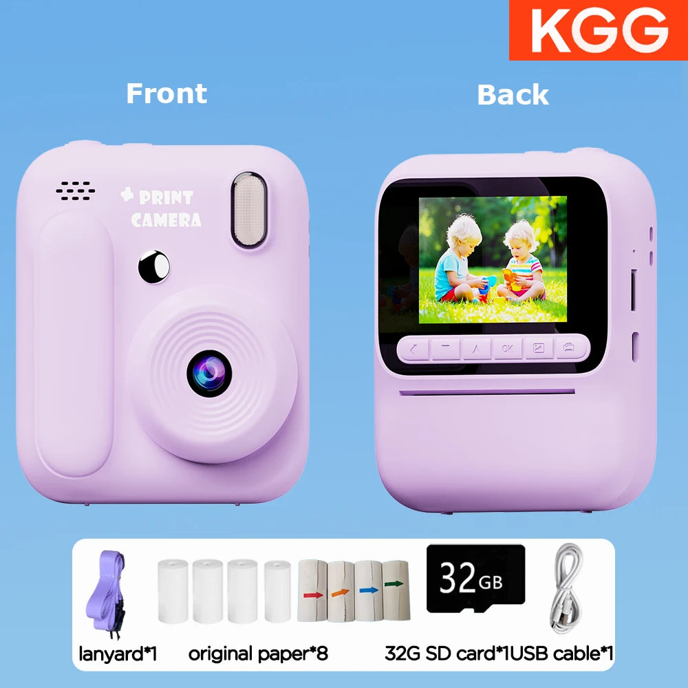 Kids Instant Camera - Color Printing 1080P 32GB Photo  Video Music Gift - ZOOMNSTORE