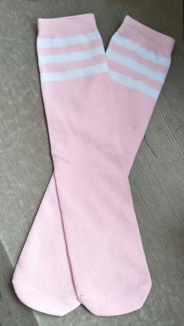 Kids Knee High Socks For Girls Boys Football Stripes Cotton Sports Old School White Socks Skate Children Baby Long Tube Leg Warm - ZOOMNSTORE