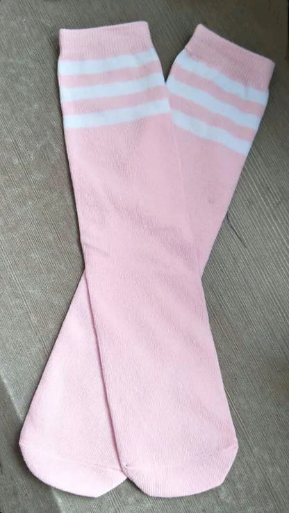 Kids Knee High Socks For Girls Boys Football Stripes Cotton Sports Old School White Socks Skate Children Baby Long Tube Leg Warm - ZOOMNSTORE