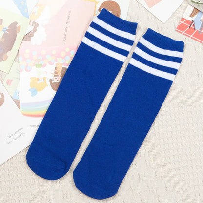 Kids Knee High Socks For Girls Boys Football Stripes Cotton Sports Old School White Socks Skate Children Baby Long Tube Leg Warm - ZOOMNSTORE