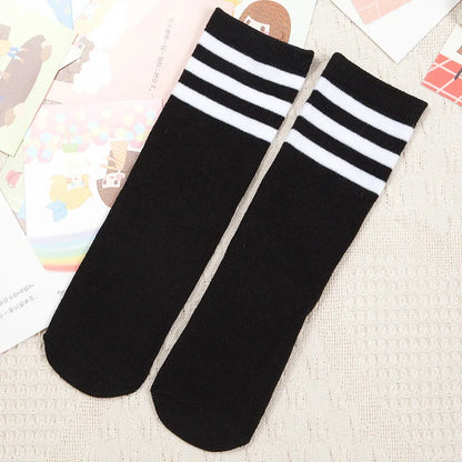 Kids Knee High Socks For Girls Boys Football Stripes Cotton Sports Old School White Socks Skate Children Baby Long Tube Leg Warm - ZOOMNSTORE