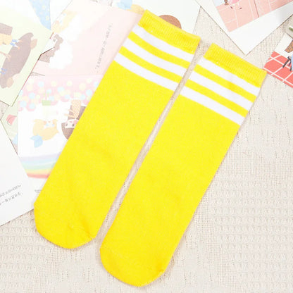 Kids Knee High Socks For Girls Boys Football Stripes Cotton Sports Old School White Socks Skate Children Baby Long Tube Leg Warm - ZOOMNSTORE