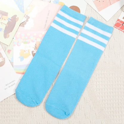 Kids Knee High Socks For Girls Boys Football Stripes Cotton Sports Old School White Socks Skate Children Baby Long Tube Leg Warm - ZOOMNSTORE