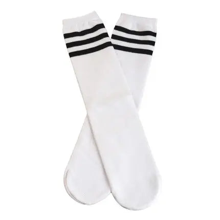Kids Knee High Socks For Girls Boys Football Stripes Cotton Sports Old School White Socks Skate Children Baby Long Tube Leg Warm - ZOOMNSTORE