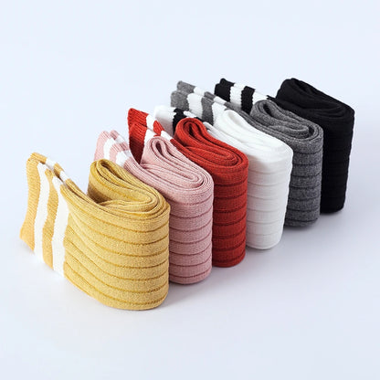 1 Pairs Kids Knee High Long Socks Autumn Winter Warmth Soft Cotton Children School Stocking Black White Stripes Sports Socks - ZOOMNSTORE