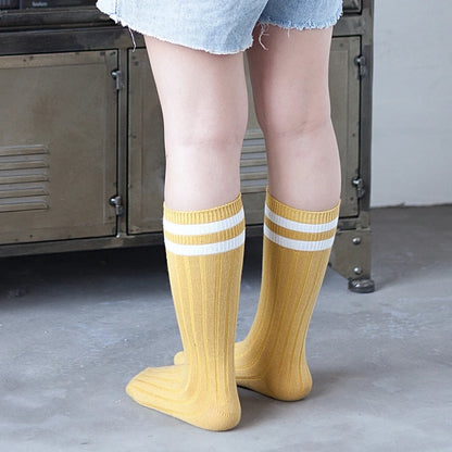 1 Pairs Kids Knee High Long Socks Autumn Winter Warmth Soft Cotton Children School Stocking Black White Stripes Sports Socks - ZOOMNSTORE