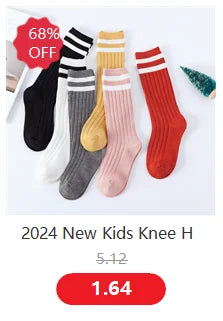 1 Pairs Kids Knee High Long Socks Autumn Winter Warmth Soft Cotton Children School Stocking Black White Stripes Sports Socks - ZOOMNSTORE