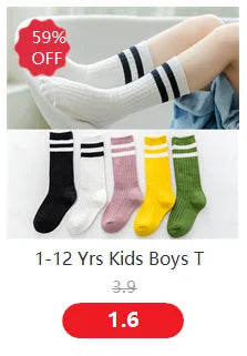1 Pairs Kids Knee High Long Socks Autumn Winter Warmth Soft Cotton Children School Stocking Black White Stripes Sports Socks - ZOOMNSTORE