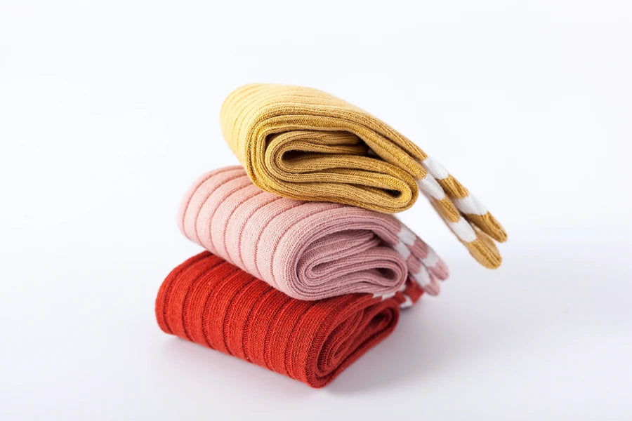 1 Pairs Kids Knee High Long Socks Autumn Winter Warmth Soft Cotton Children School Stocking Black White Stripes Sports Socks - ZOOMNSTORE