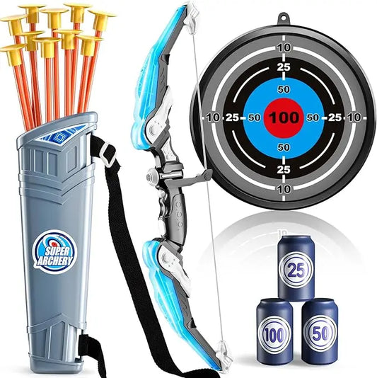 Kids LED Bow and Arrow Set - Archery Toys with Suction Cup Arrows Target  Quiver for Ages 4-12 - ZOOMNSTORE