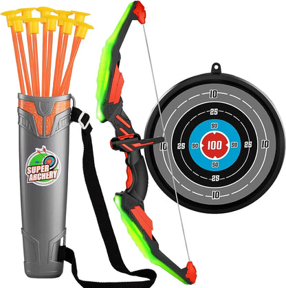 Kids LED Bow and Arrow Set - Archery Toys with Suction Cup Arrows Target  Quiver for Ages 4-12 - ZOOMNSTORE