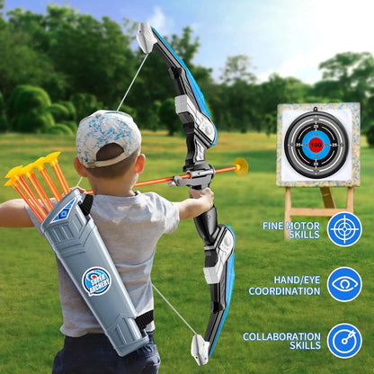 Kids LED Bow and Arrow Set - Archery Toys with Suction Cup Arrows Target  Quiver for Ages 4-12 - ZOOMNSTORE