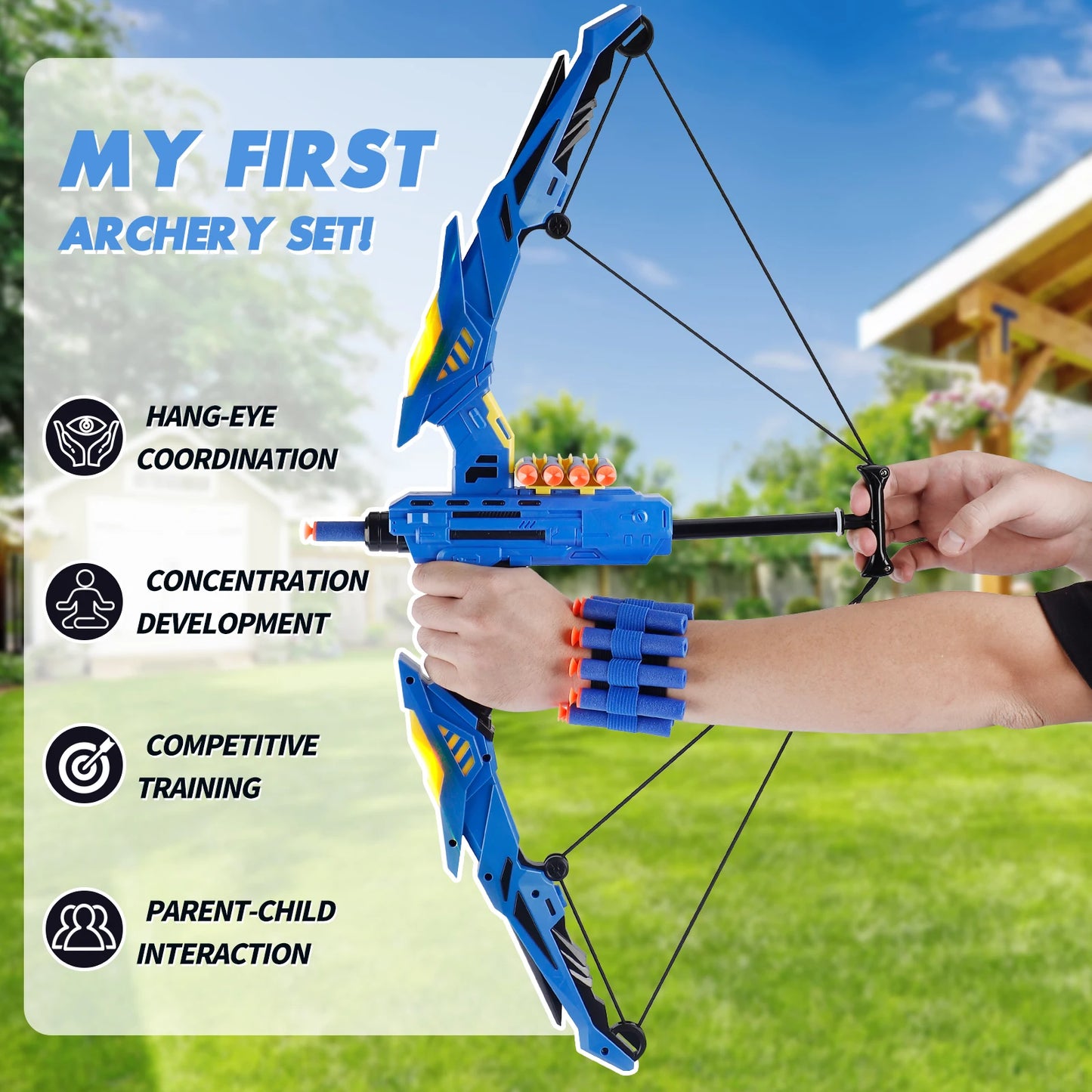 Kids LED Soft Dart Archery Set - IndoorOutdoor Sports Gift for Boys  Girls - ZOOMNSTORE