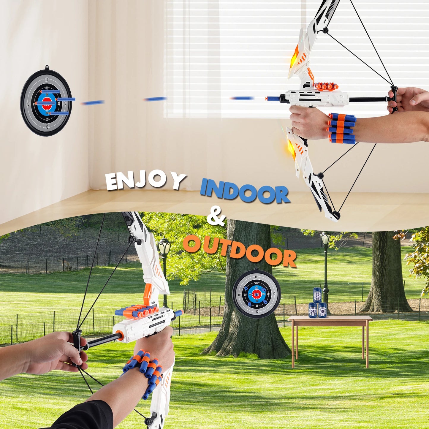 Kids LED Soft Dart Archery Set - IndoorOutdoor Sports Gift for Boys  Girls - ZOOMNSTORE
