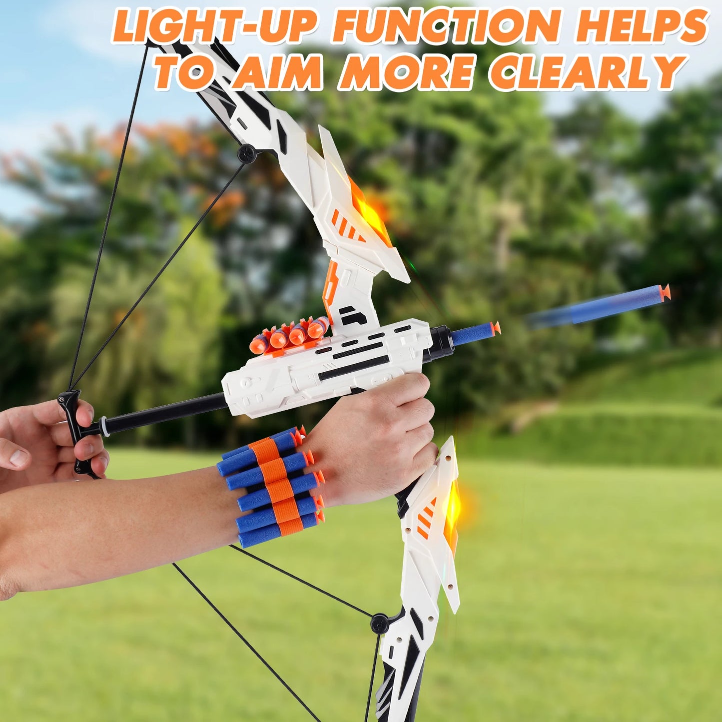 Kids LED Soft Dart Archery Set - IndoorOutdoor Sports Gift for Boys  Girls - ZOOMNSTORE